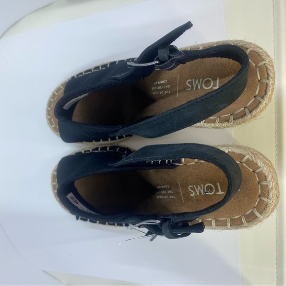 Black Tom’s Espadrille Wedge Shoes with Slingback Size 7W - Picture 7 of 10